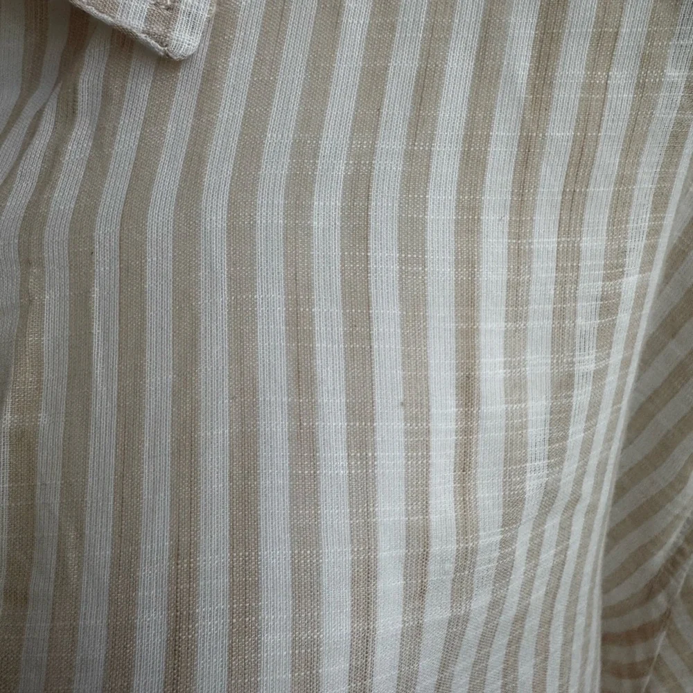 Evereve Cream and Tan Striped Blouse - Picture 2 of 8